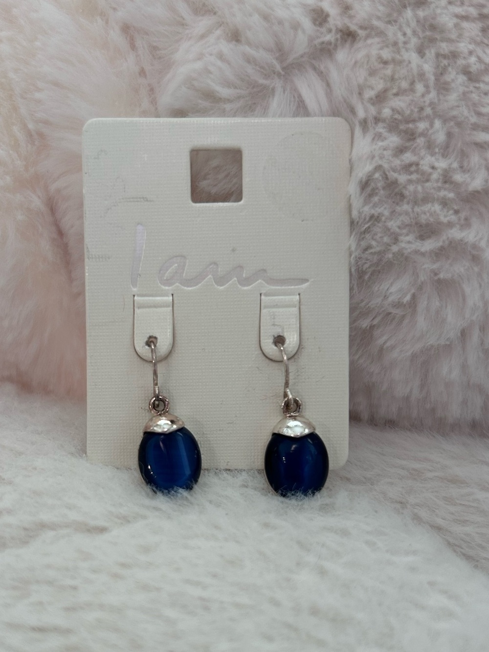 Navy Blue Glass Drop Earrings